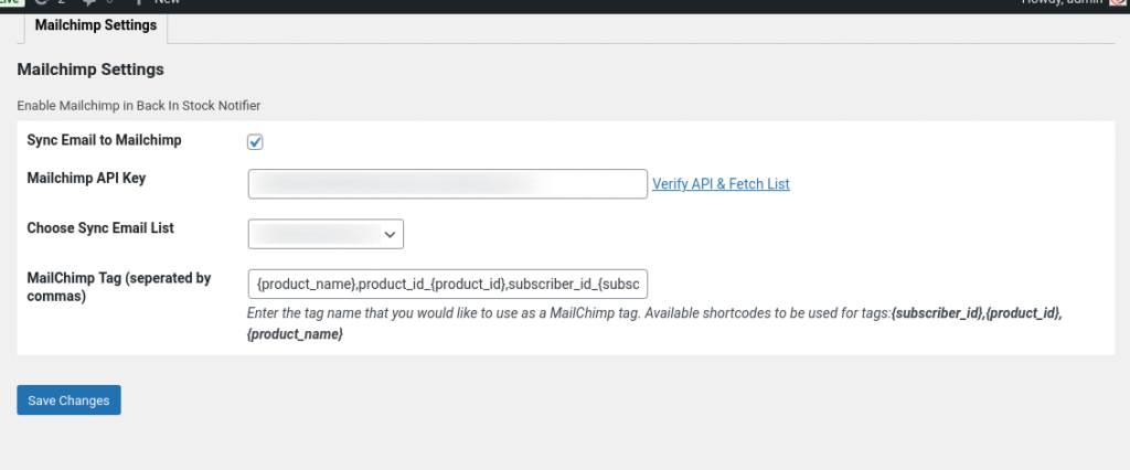 Mailchimp Add-on - Back In Stock Notifier for WooCommerce screenshot 3