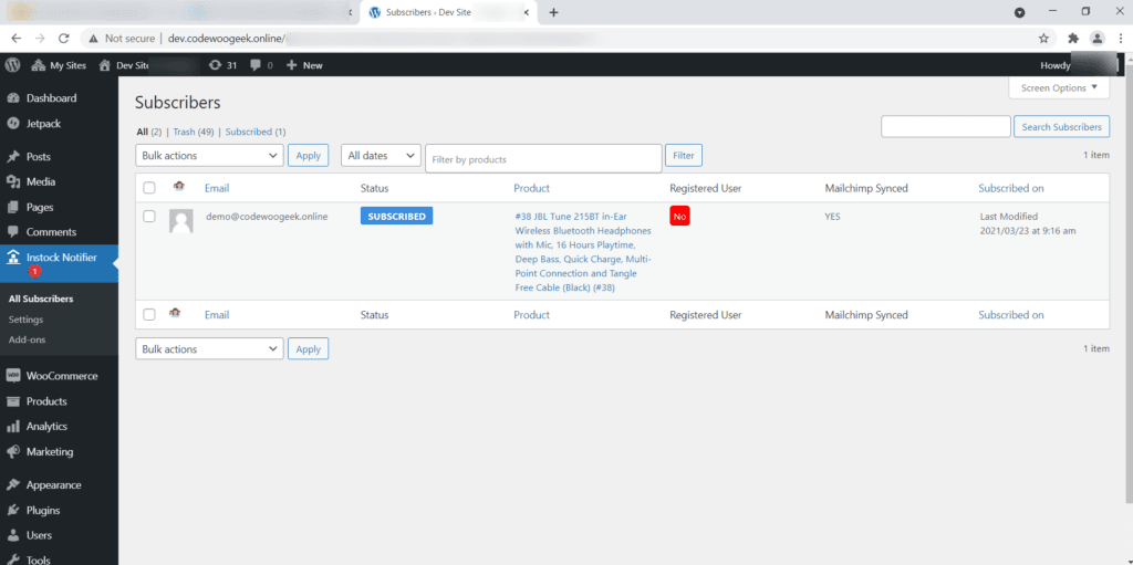 Mailchimp Add-on - Back In Stock Notifier for WooCommerce screenshot 4