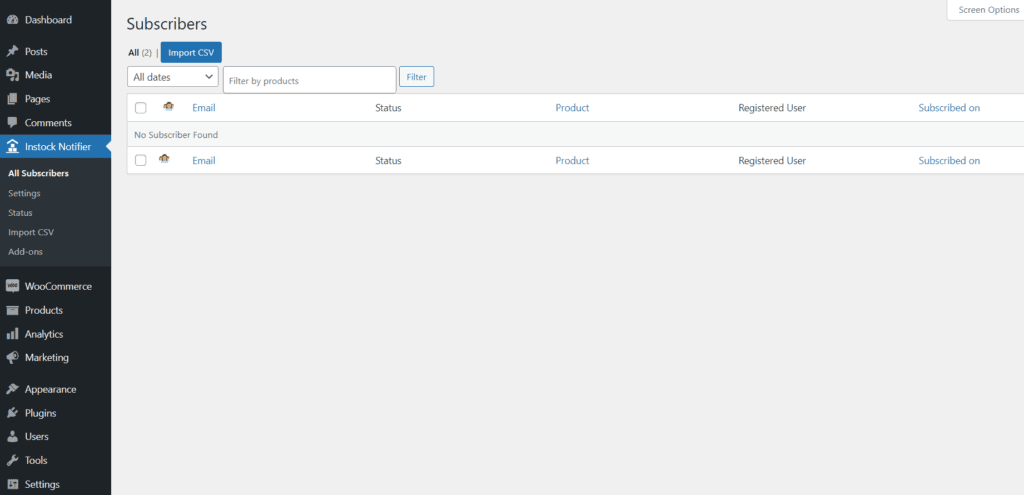 Import CSV Add-on - Back In Stock Notifier for WooCommerce screenshot 1