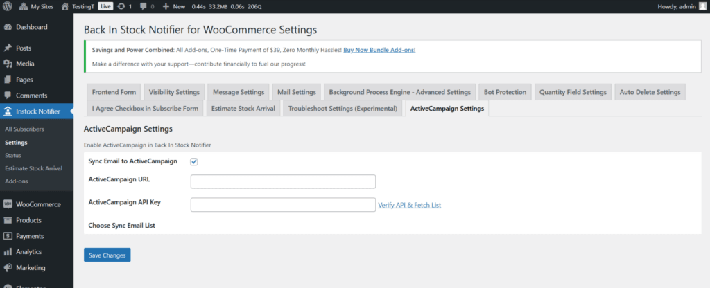 ActiveCampaign - Back In Stock Notifier for WooCommerce screenshot 2
