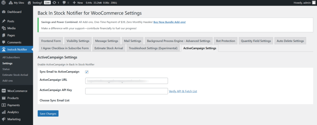 ActiveCampaign - Back In Stock Notifier for WooCommerce screenshot 3