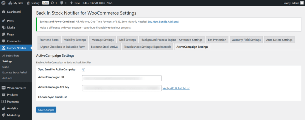 ActiveCampaign - Back In Stock Notifier for WooCommerce screenshot 4
