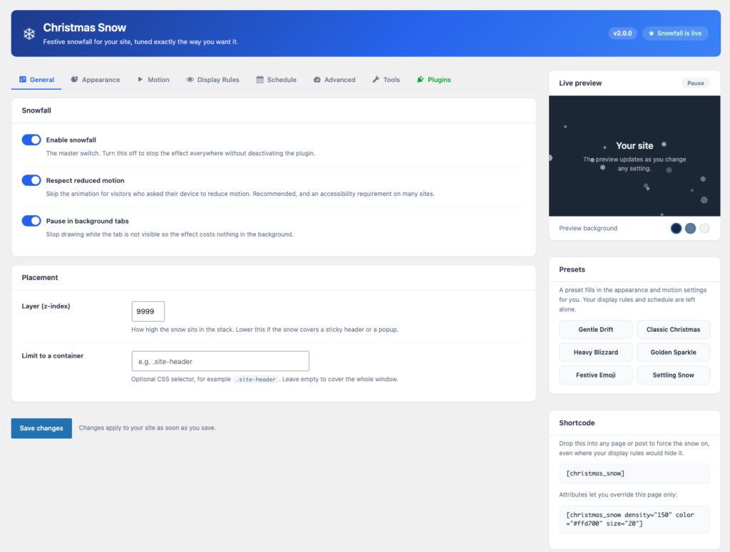 Christmas Snow for WordPress screenshot 3