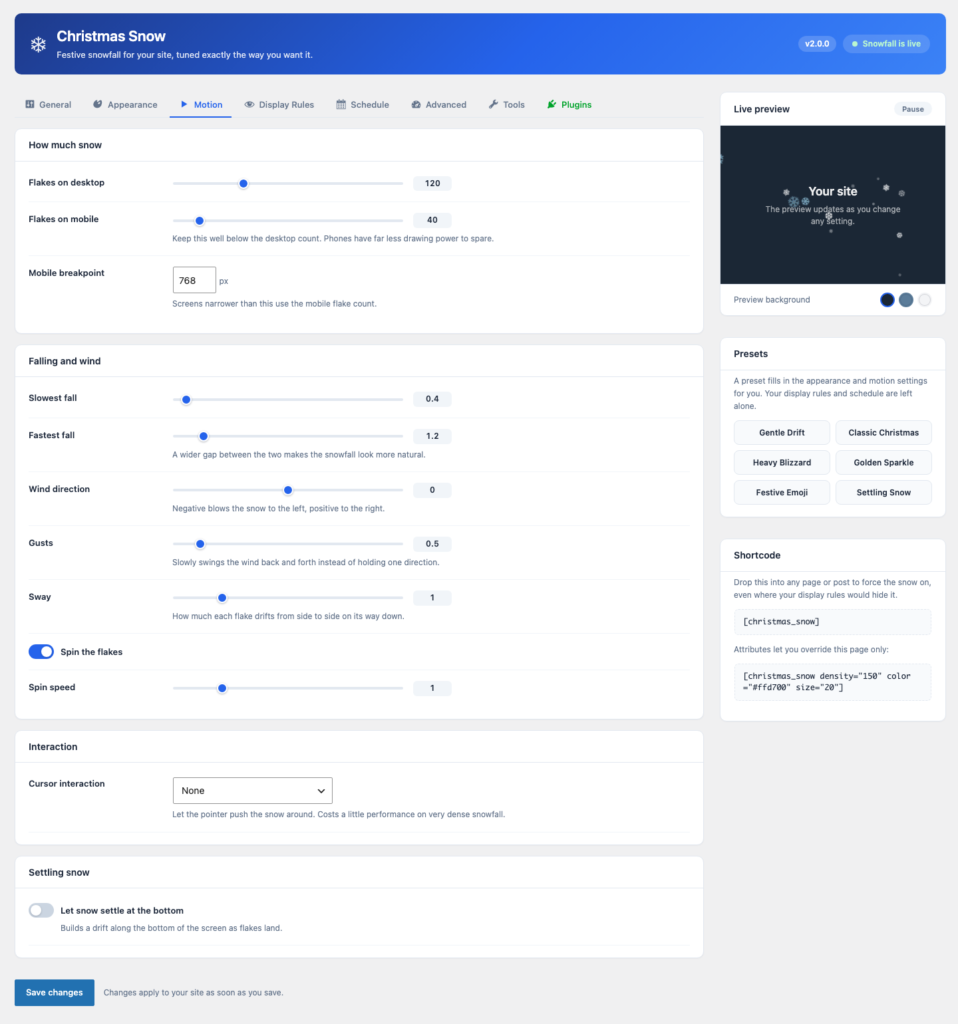 Christmas Snow for WordPress screenshot 5