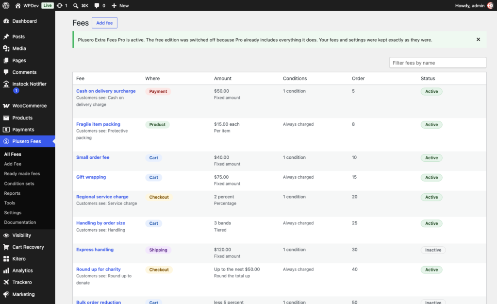 Plusero - Extra Fees for WooCommerce screenshot 1