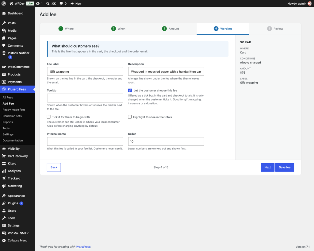 Plusero - Extra Fees for WooCommerce screenshot 11