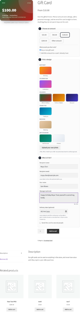 Presentero - Gift Cards for WooCommerce screenshot 1