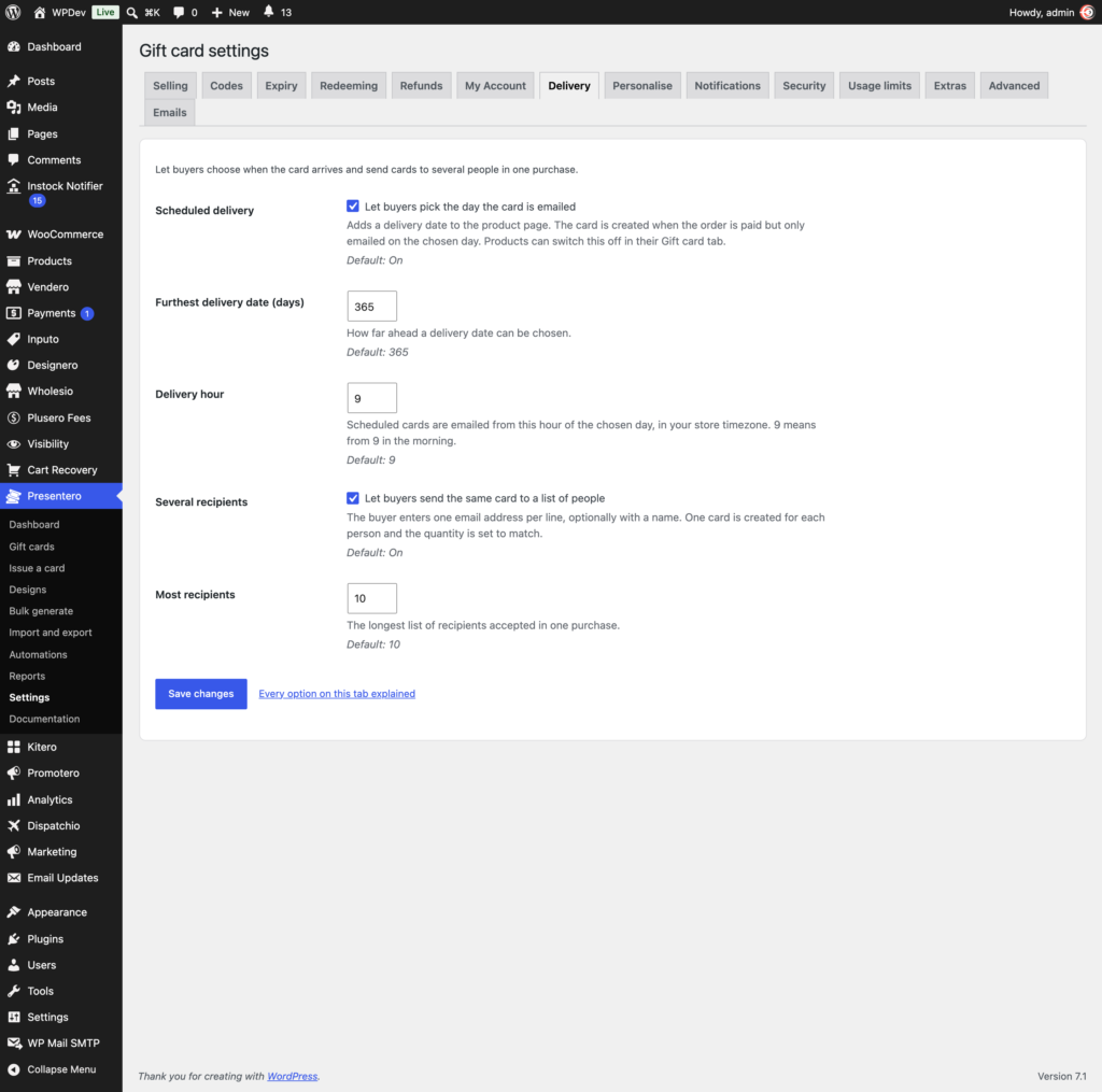 Presentero - Gift Cards for WooCommerce screenshot 13