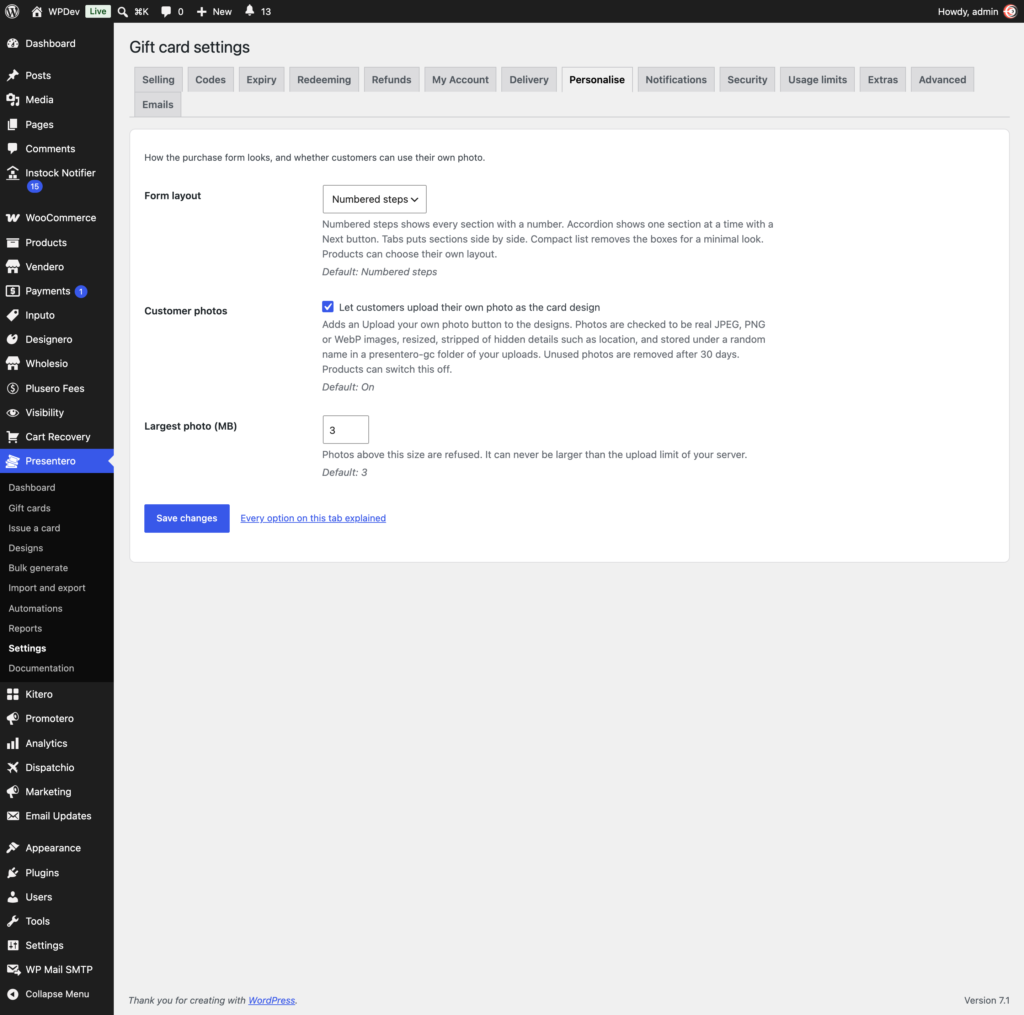 Presentero - Gift Cards for WooCommerce screenshot 14