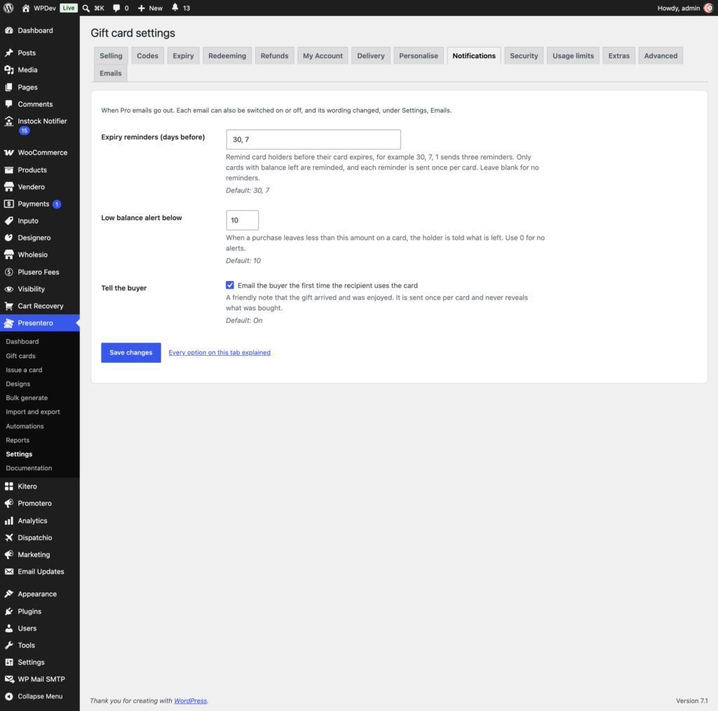 Presentero - Gift Cards for WooCommerce screenshot 15