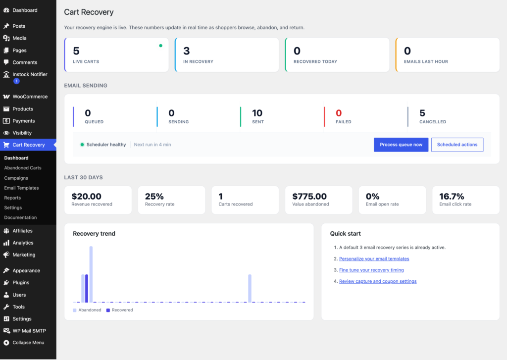 Recovero - Cart Abandonment Recovery for WooCommerce screenshot 1