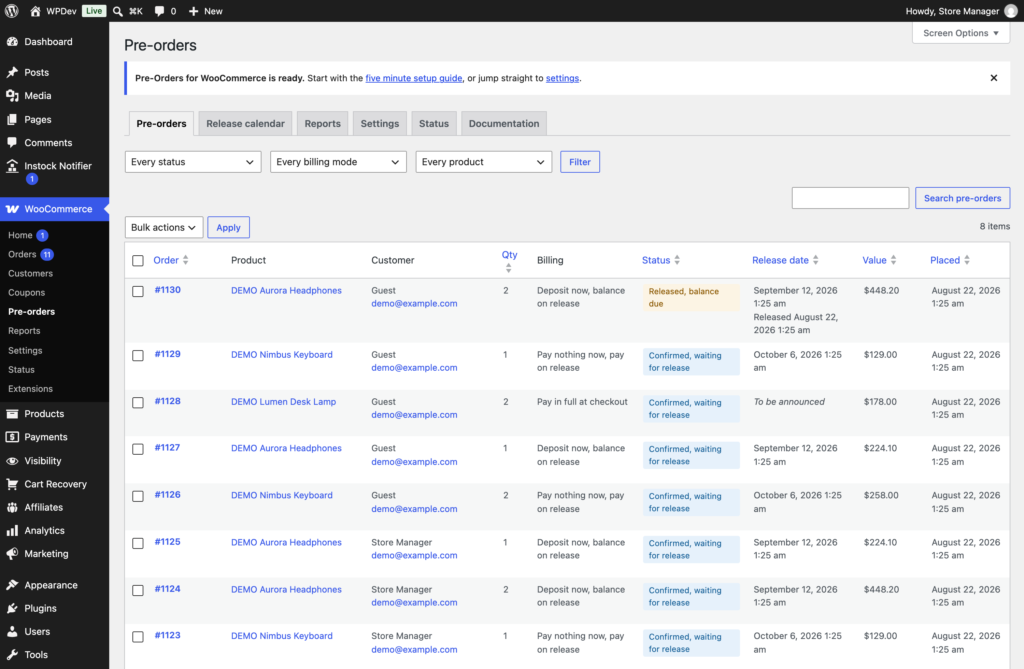 Anticipo - Pre-Orders for WooCommerce screenshot 2