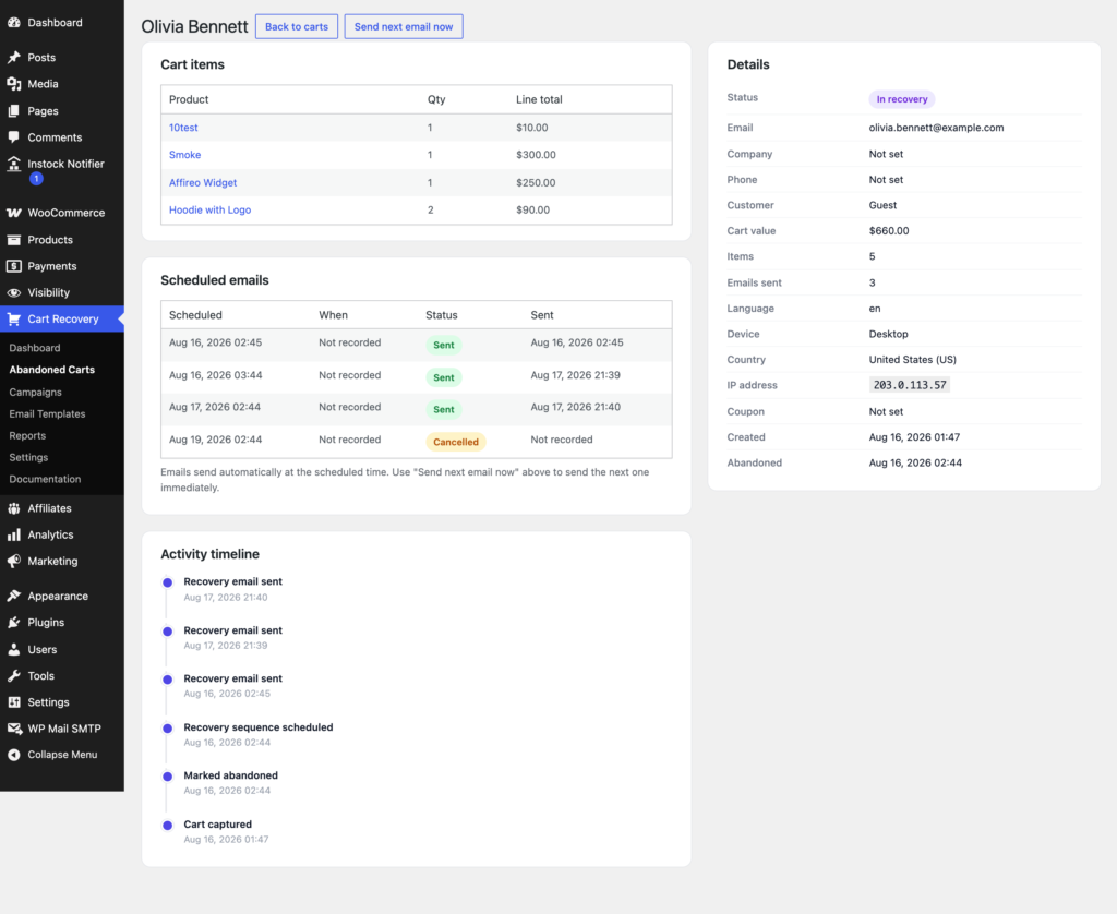 Recovero - Cart Abandonment Recovery for WooCommerce screenshot 3
