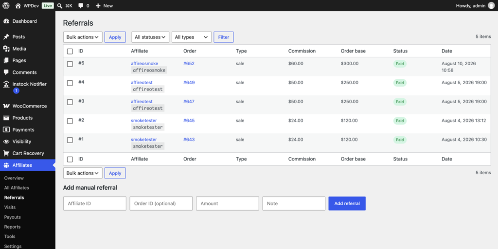 Affireo - Affiliates for WooCommerce screenshot 4
