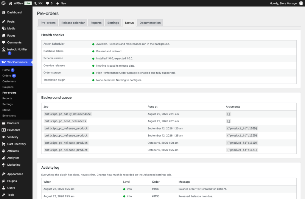 Anticipo - Pre-Orders for WooCommerce screenshot 7