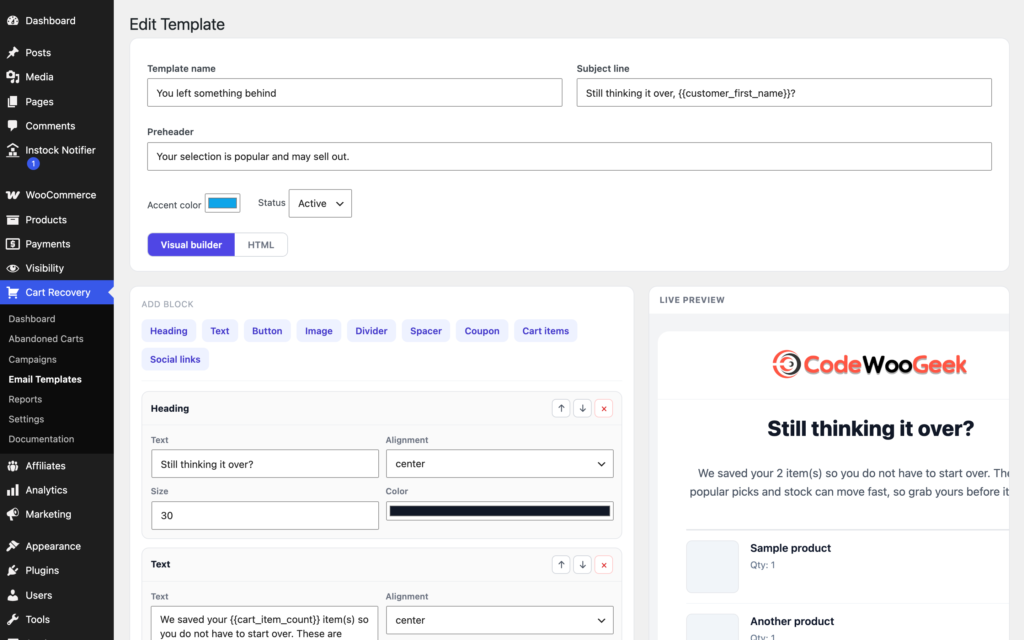 Recovero - Cart Abandonment Recovery for WooCommerce screenshot 8