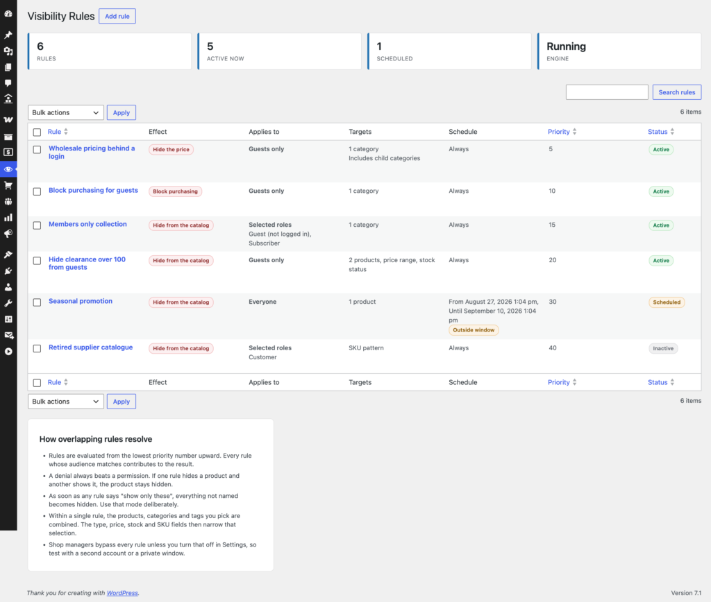 WooCommerce Hide Products screenshot 1