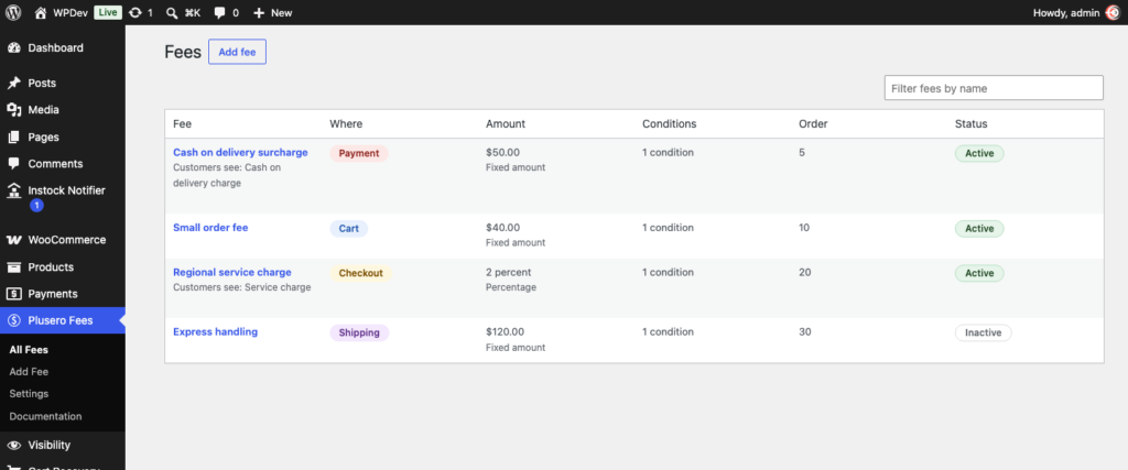 Plusero - Extra Fees for WooCommerce Free screenshot 1