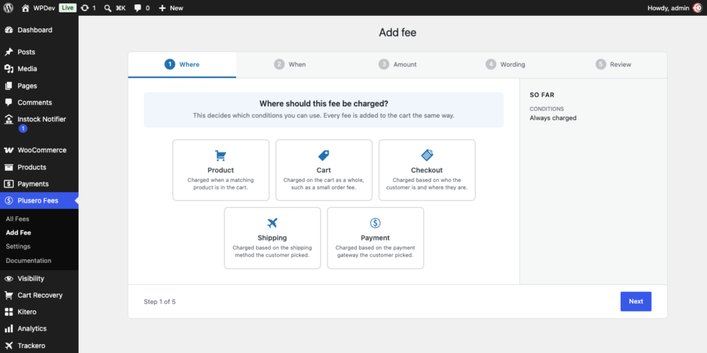 Plusero - Extra Fees for WooCommerce Free screenshot 2
