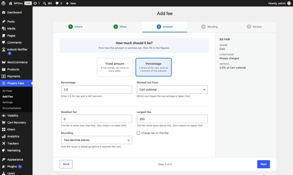 Plusero - Extra Fees for WooCommerce Free screenshot 6
