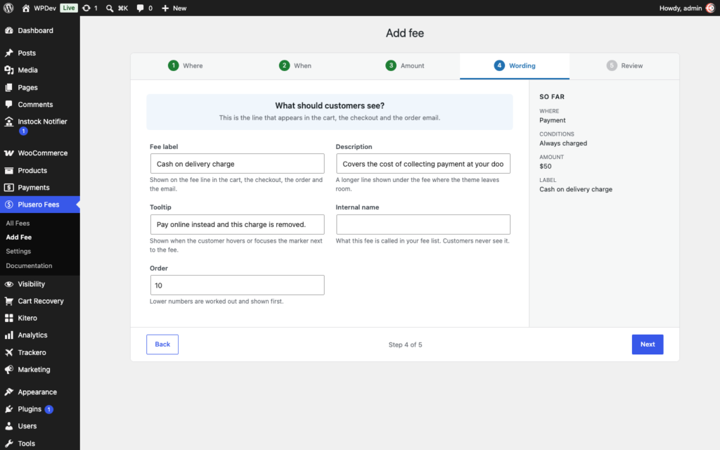 Plusero - Extra Fees for WooCommerce Free screenshot 7