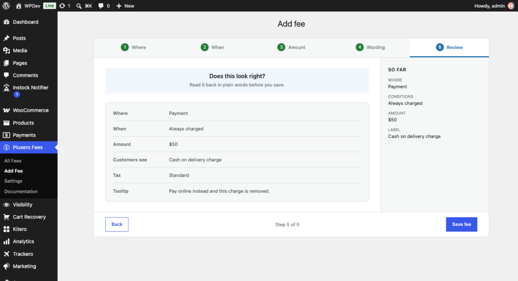 Plusero - Extra Fees for WooCommerce Free screenshot 8