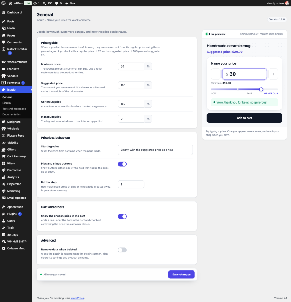 Inputo - Name Your Price for WooCommerce Free screenshot 6