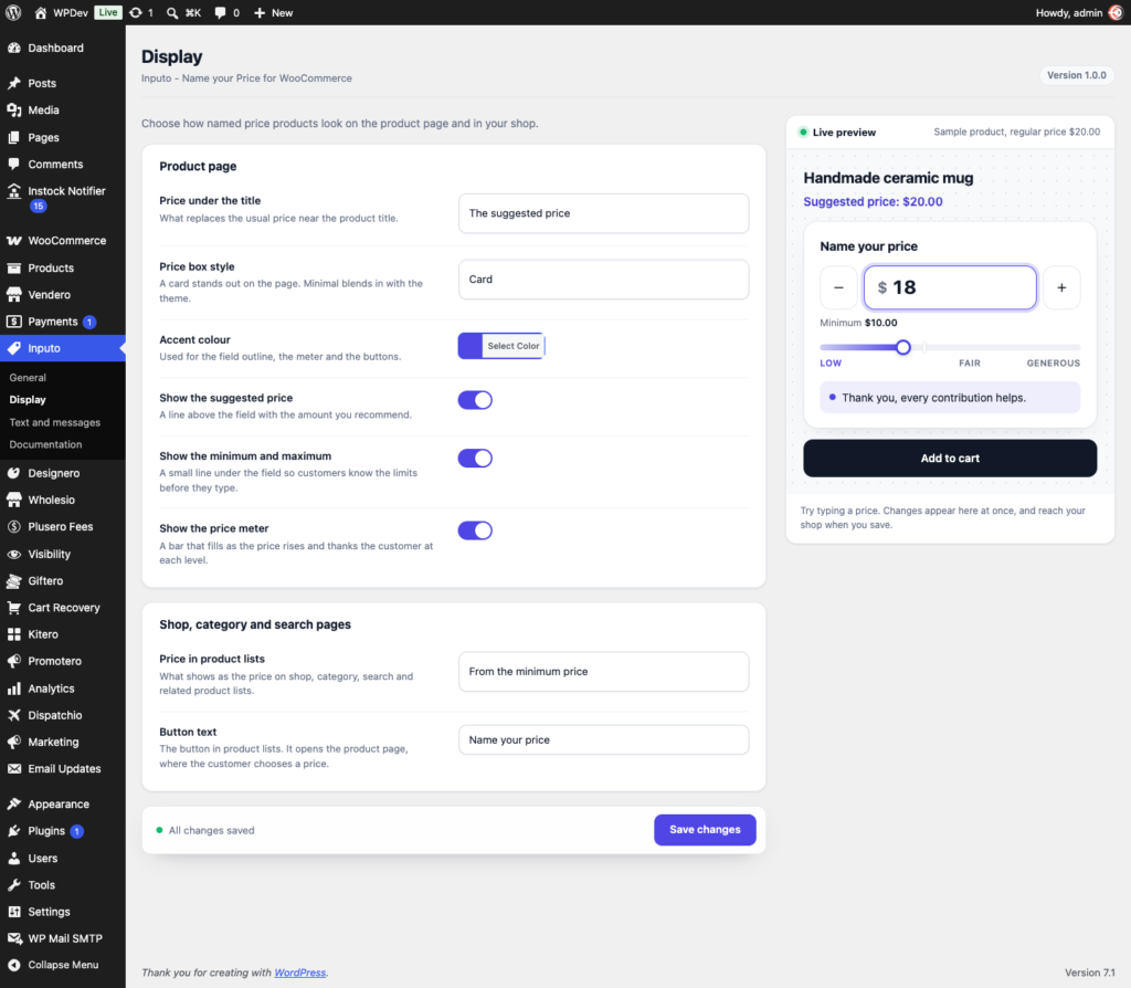 Inputo - Name Your Price for WooCommerce Free screenshot 7