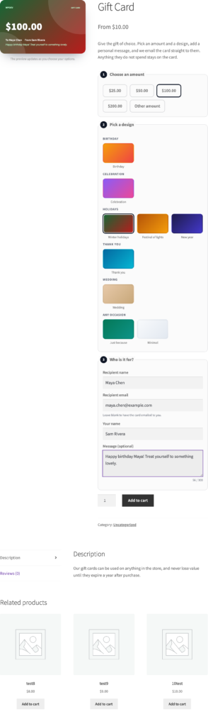 Presentero - Gift Cards for WooCommerce Free screenshot 1