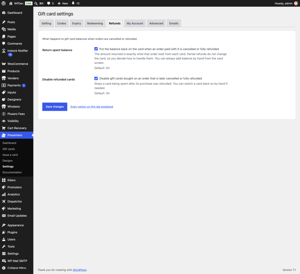 Presentero - Gift Cards for WooCommerce Free screenshot 15