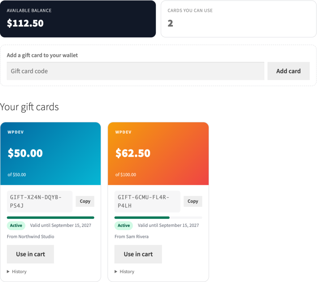 Presentero - Gift Cards for WooCommerce Free screenshot 20
