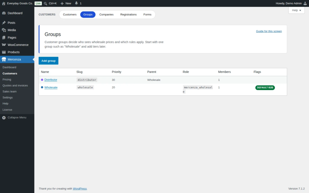Mercenza - B2B for WooCommerce screenshot 2