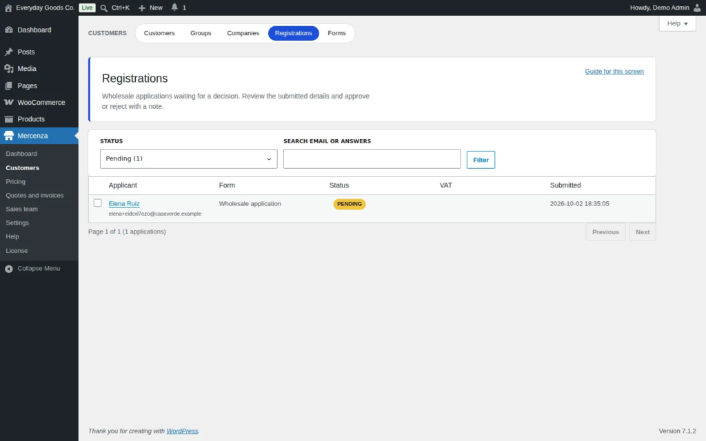 Mercenza - B2B for WooCommerce screenshot 3