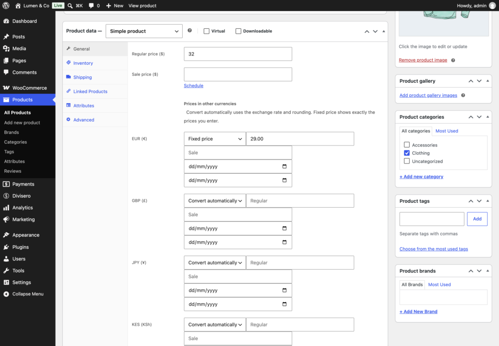 Divisero - Multicurrency for WooCommerce screenshot 3