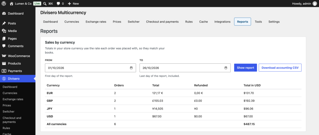 Divisero - Multicurrency for WooCommerce screenshot 4