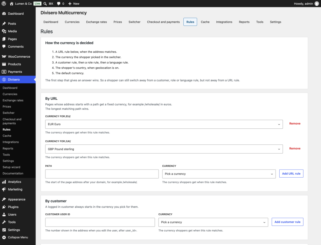 Divisero - Multicurrency for WooCommerce screenshot 5