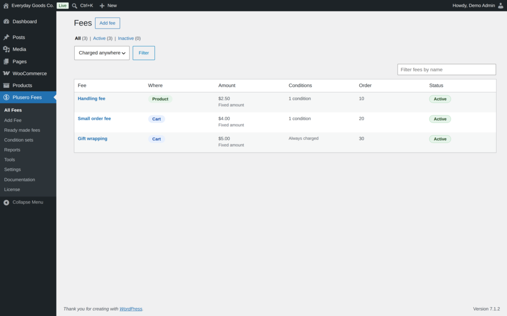 Plusero - Extra Fees for WooCommerce screenshot 1