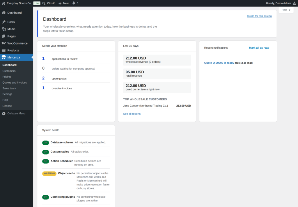 Mercenza - B2B for WooCommerce screenshot 1