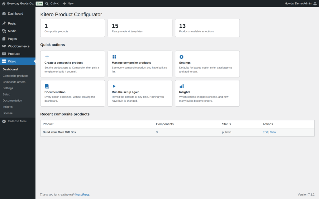 Kitero - Composite Products for WooCommerce screenshot 1