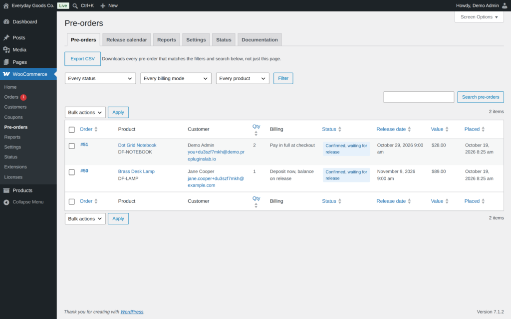 Anticipo - Pre-Orders for WooCommerce screenshot 1