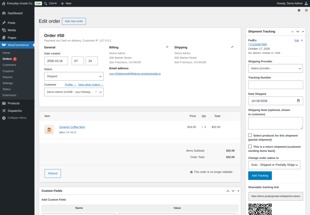 Dispatchio - Advanced Shipment Tracking for WooCommerce screenshot 2
