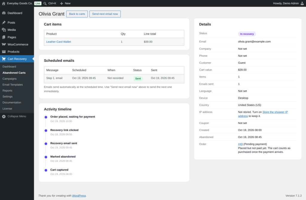 Recovero - Cart Abandonment Recovery for WooCommerce screenshot 3