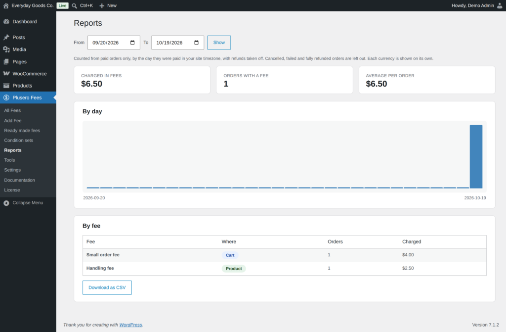 Plusero - Extra Fees for WooCommerce screenshot 7