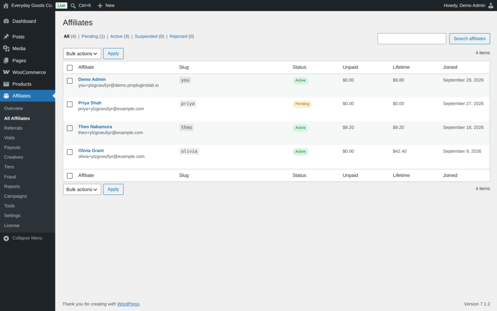 Affireo - Affiliates for WooCommerce screenshot 8