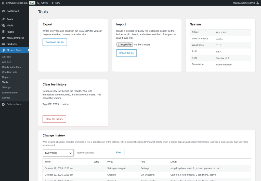 Plusero - Extra Fees for WooCommerce screenshot 8