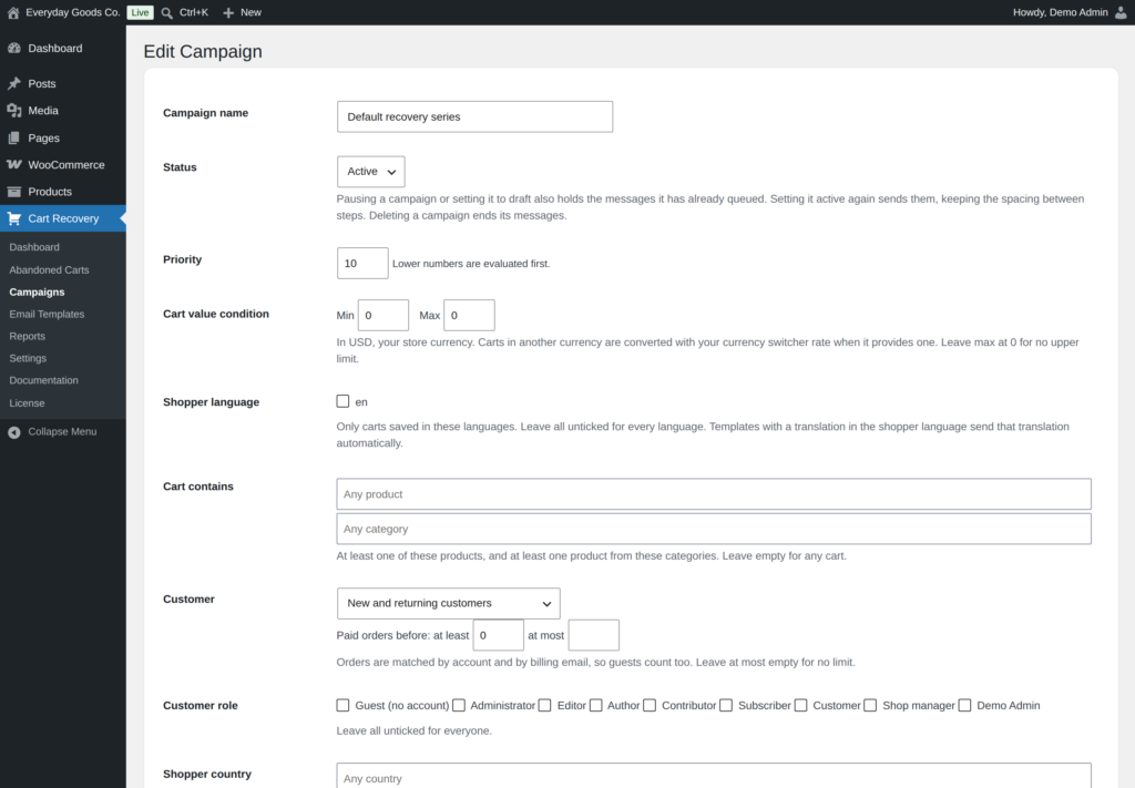 Recovero - Cart Abandonment Recovery for WooCommerce screenshot 8