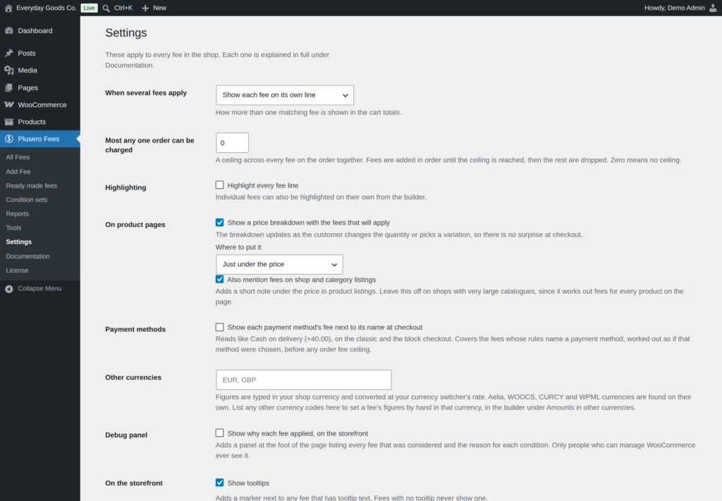Plusero - Extra Fees for WooCommerce screenshot 9