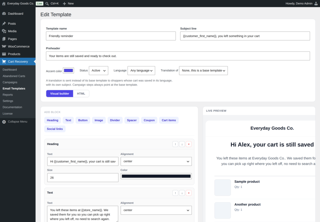 Recovero - Cart Abandonment Recovery for WooCommerce screenshot 9
