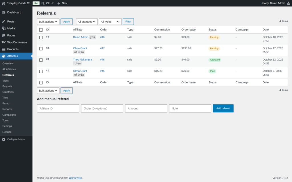 Affireo - Affiliates for WooCommerce screenshot 9