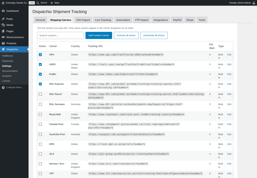 Dispatchio - Advanced Shipment Tracking for WooCommerce screenshot 9